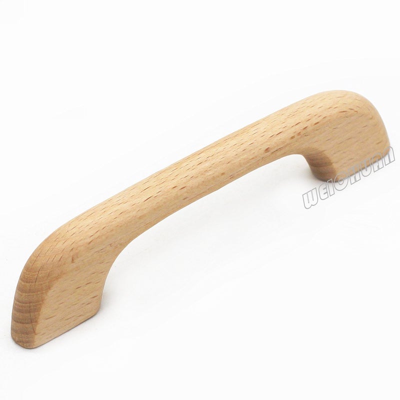 WEICHUAN 10PCS Wood Unfinished Drawer Knobs Pulls Handles - Replacement Kitchen Cabinets Furniture Dresser Wardrobe Cupboard Drawer Pulls Handles(Total Length: 5" Hole-to-Hole Distance: 4") - Image 3